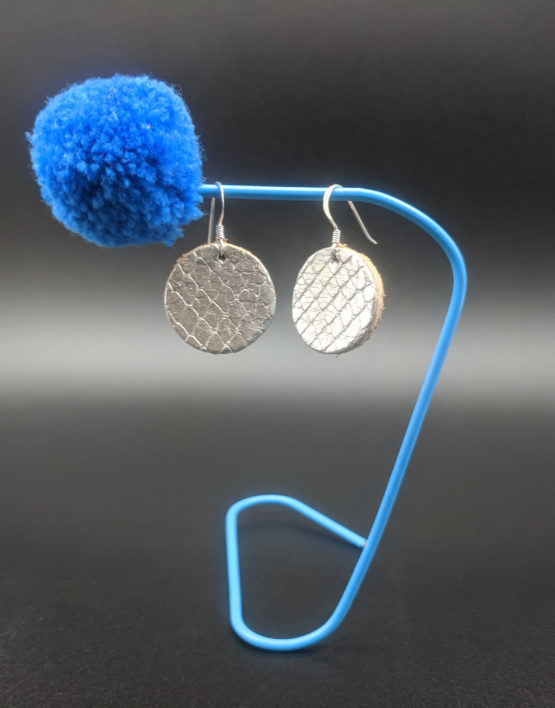 Circle Earrings - Silver Snake - Silver - Leather